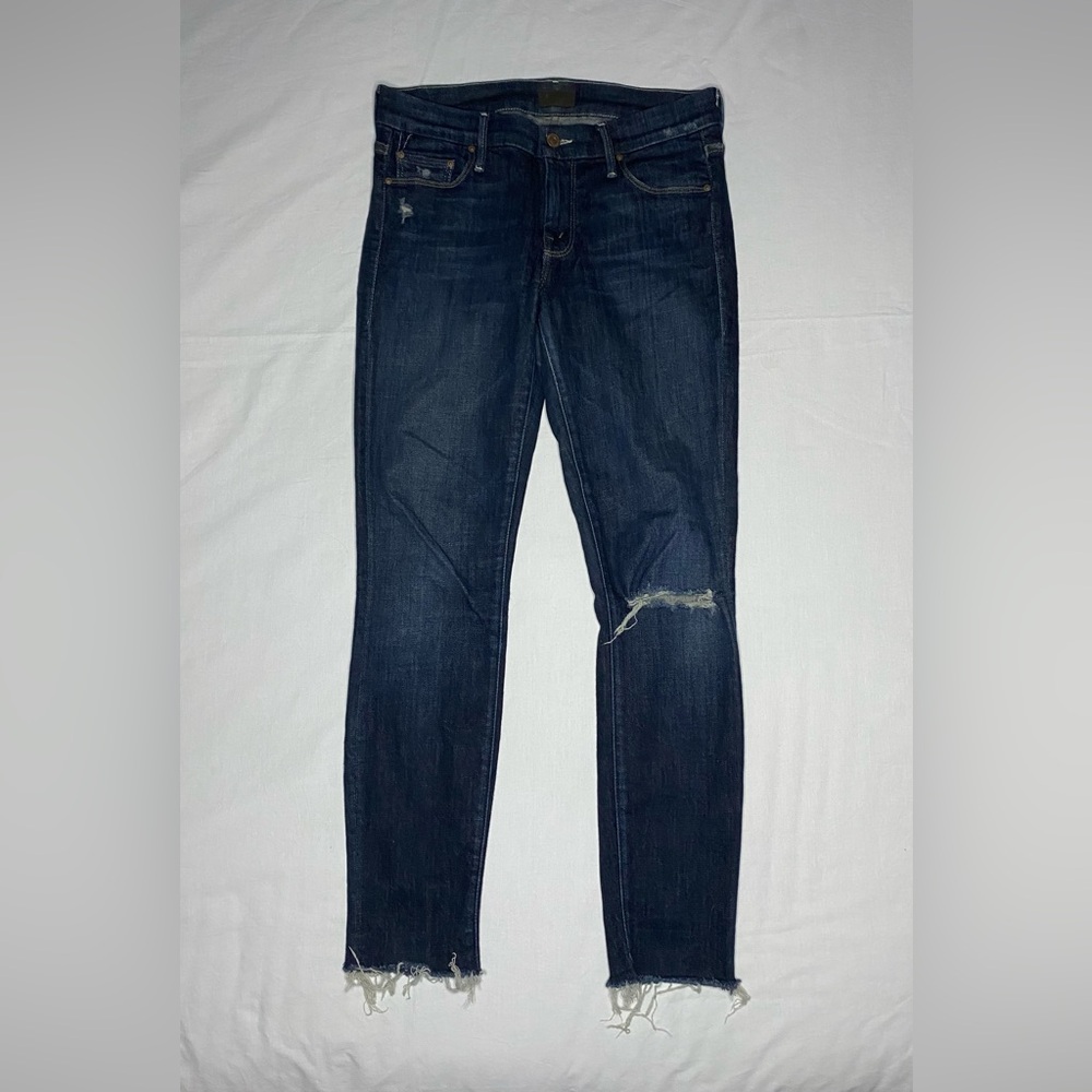 MOTHER Jeans Womens 27 Looker Ankle Fray Skinny Distressed Partner In Crime
